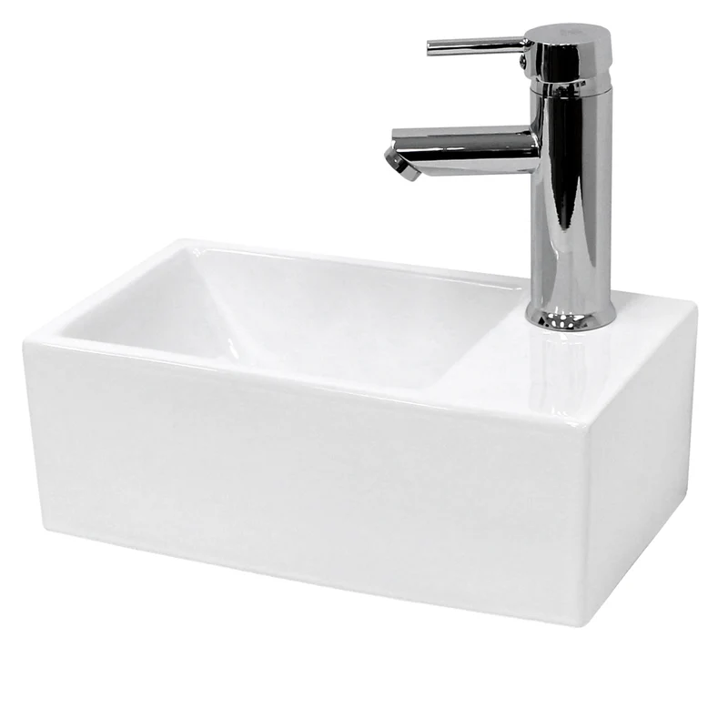 LuxeBath | Waschbecken Eckig ohne Überlauf aus Keramik Waschplatz Handwaschbecken für das Badezimmer