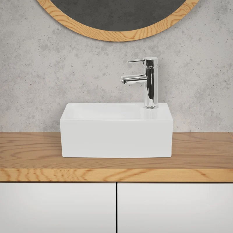 LuxeBath | Waschbecken Eckig ohne Überlauf aus Keramik Waschplatz Handwaschbecken für das Badezimmer