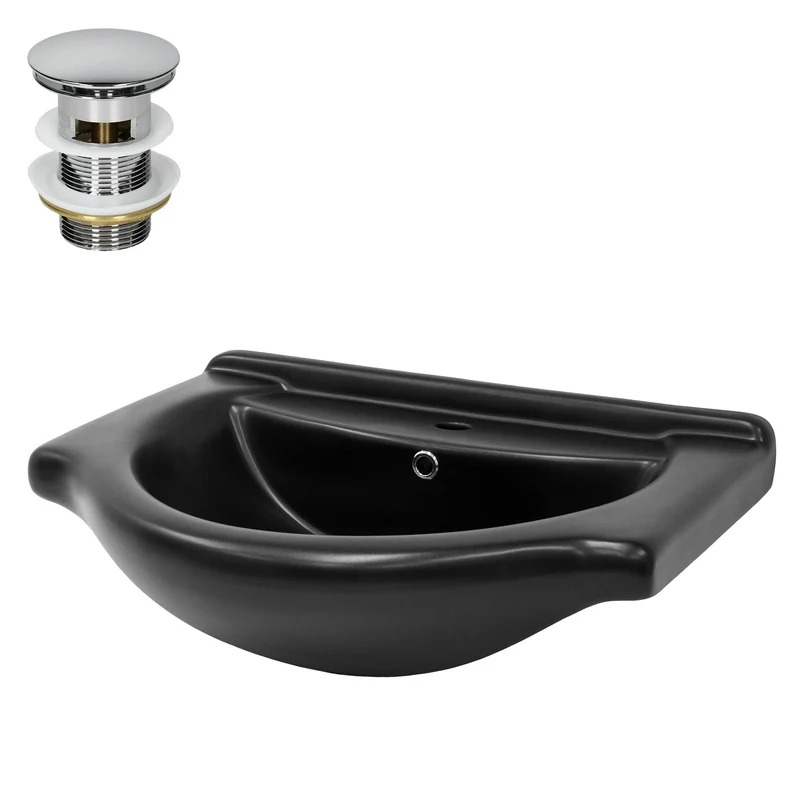 LuxeBath | Waschbecken Oval mit Überlauf aus Keramik Waschplatz Handwaschbecken für das Badezimmer
