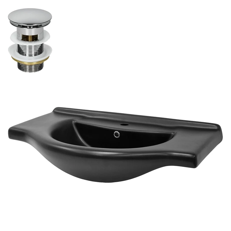 LuxeBath | Waschbecken Oval mit Überlauf aus Keramik Waschplatz Handwaschbecken für das Badezimmer
