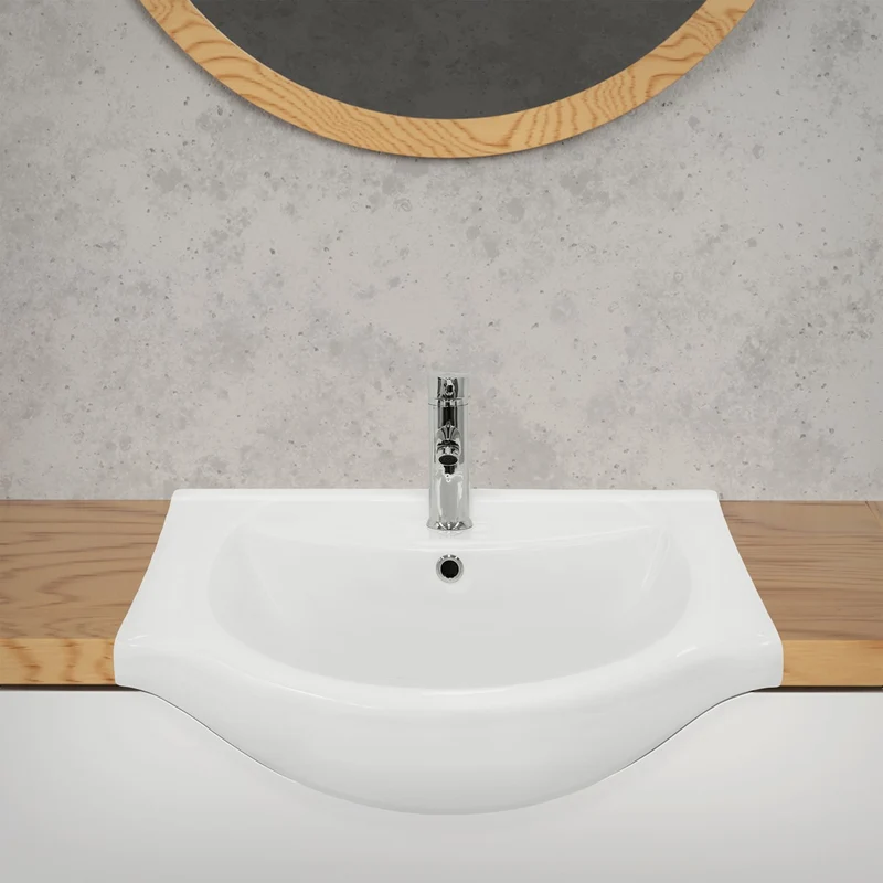 LuxeBath | Waschbecken Oval mit Überlauf aus Keramik Waschplatz Handwaschbecken für das Badezimmer