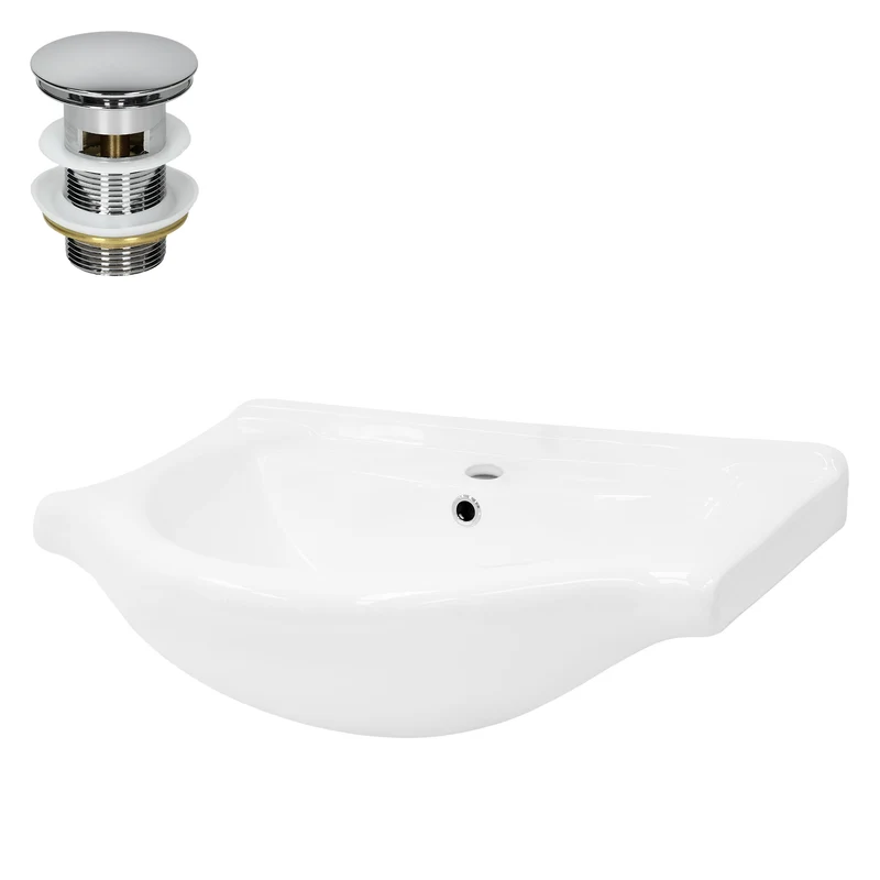 LuxeBath | Waschbecken Oval mit Überlauf aus Keramik Waschplatz Handwaschbecken für das Badezimmer