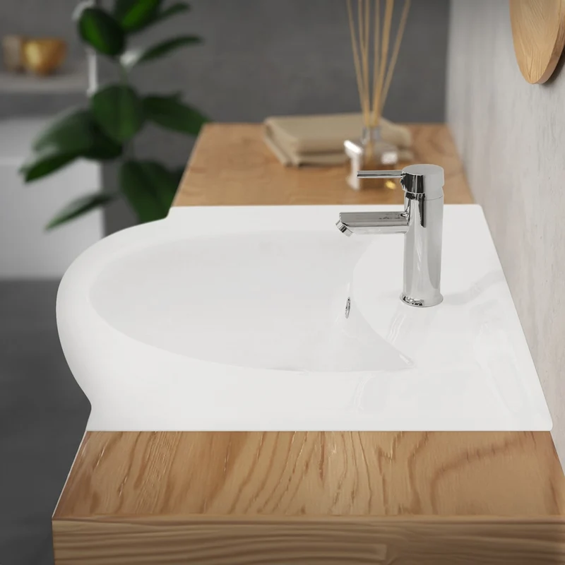 LuxeBath | Waschbecken Oval mit Überlauf aus Keramik Waschplatz Handwaschbecken für das Badezimmer