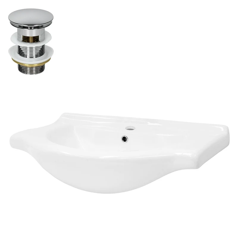 LuxeBath | Waschbecken Oval mit Überlauf aus Keramik Waschplatz Handwaschbecken für das Badezimmer