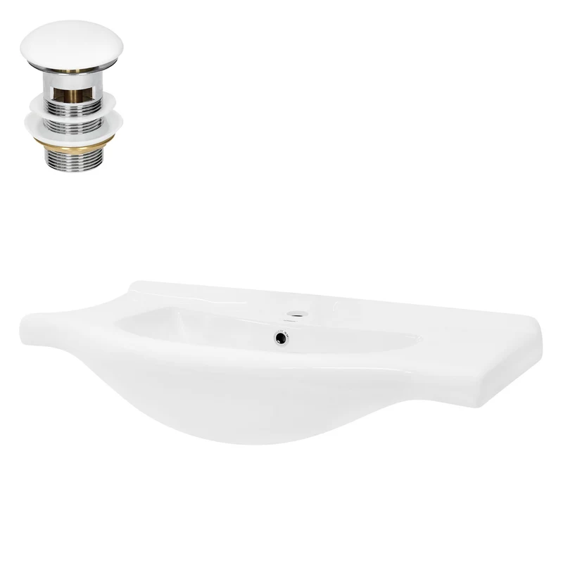 LuxeBath | Waschbecken Oval mit Überlauf aus Keramik Waschplatz Handwaschbecken für das Badezimmer