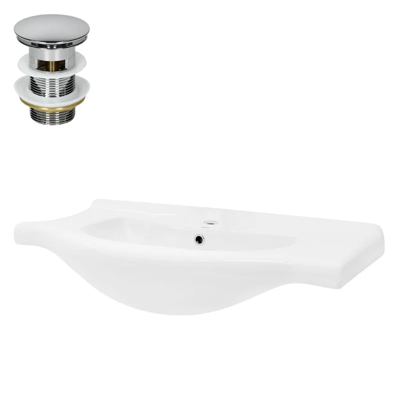 LuxeBath | Waschbecken Oval mit Überlauf aus Keramik Waschplatz Handwaschbecken für das Badezimmer