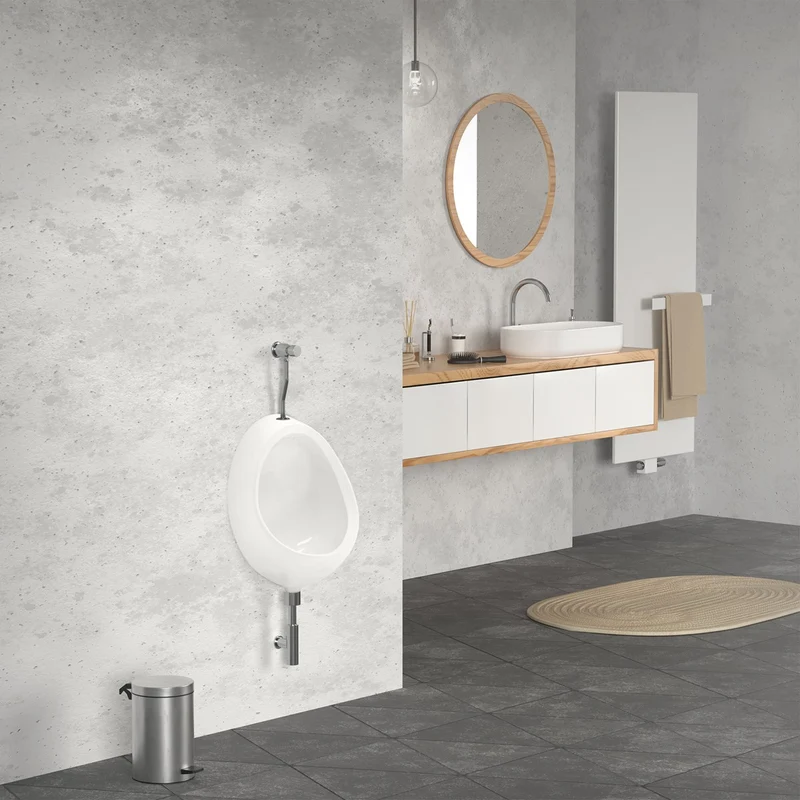 LuxeBath | Urinal Pissoir oval aus Keramik mit Zulauf von Oben/Hinten Spülrand geschlossen