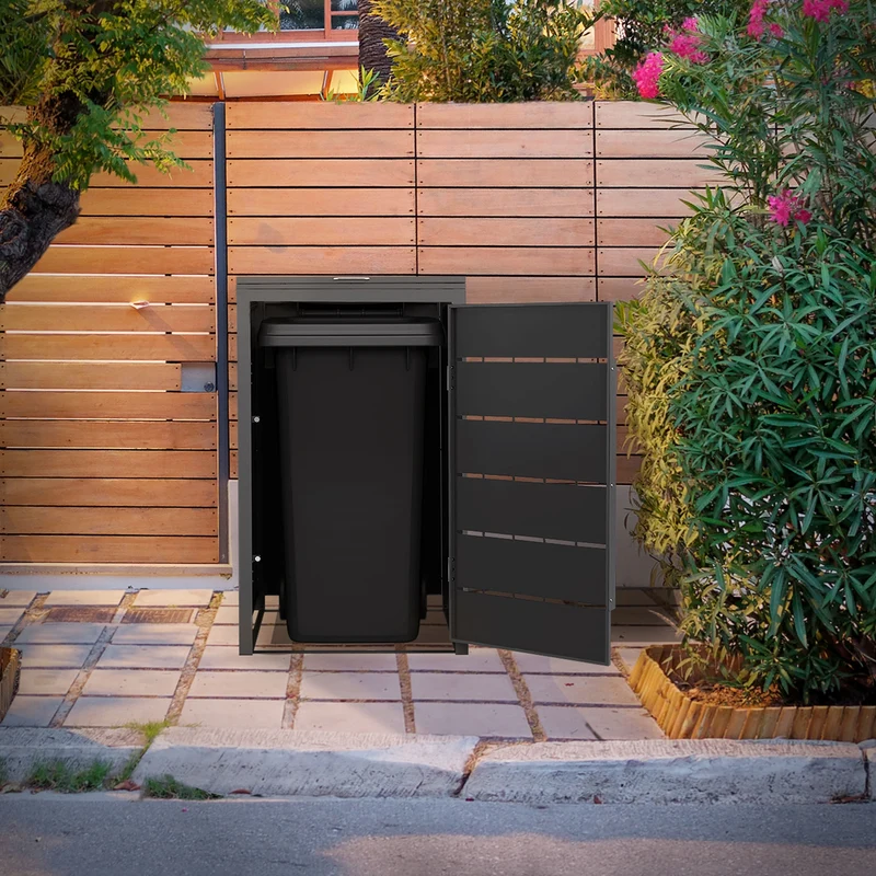 Mülltonnenbox 1er bis 240 Liter 68x80x120 cm aus Stahl in Anthrazit ML-Design