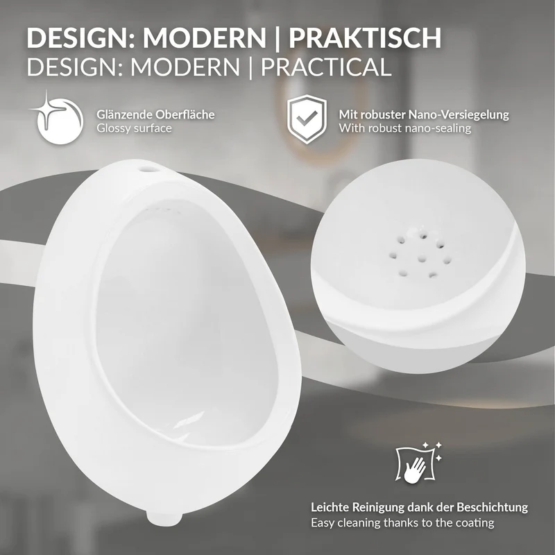 Urinal Pissoir aus Keramik mit Zulauf von Oben Luxebath