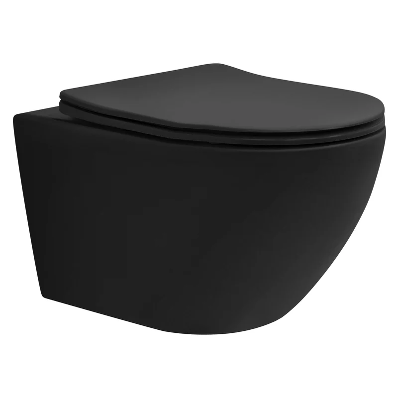 LuxeBath | Wand-WC Hänge Toilette aus Keramik kurz / lang Spülrandlos mit Nanoversiegelung & Softclose