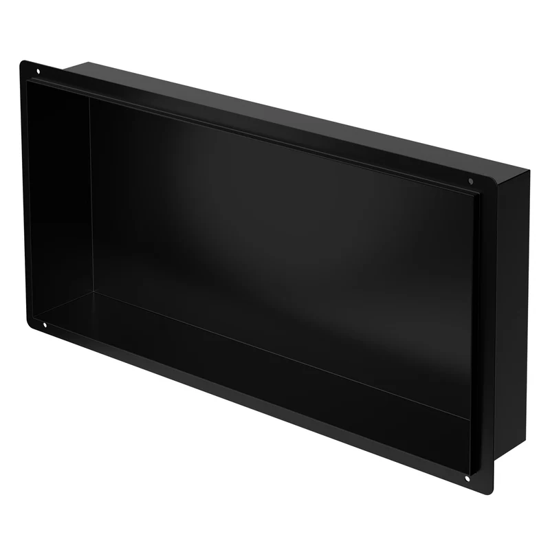 Duschnische 60x30 cm Schwarz aus Edelstahl Unterputz Rahmen Wandnische Duschablage LuxeBath