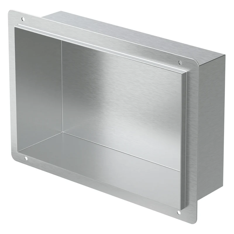 Duschnische 30x20 cm Silber aus Edelstahl Unterputz Rahmen Wandnische Duschablage LuxeBath