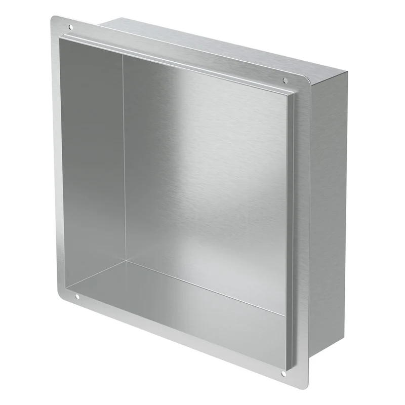 Duschnische 30x30 cm Silber aus Edelstahl Unterputz Rahmen Wandnische Duschablage LuxeBath