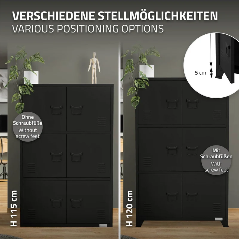 ML-Design | Aktenschrank mit drei Ebenen Magnetverschluss 75x40x120 cm aus Stahl, Büroschrank