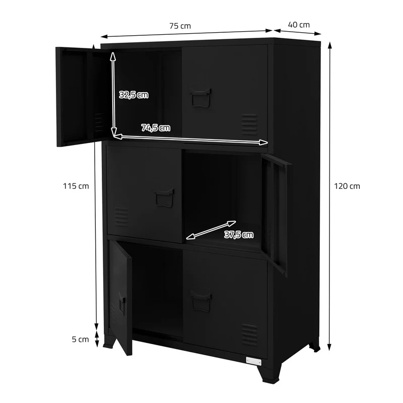 ML-Design | Aktenschrank mit drei Ebenen Magnetverschluss 75x40x120 cm aus Stahl, Büroschrank