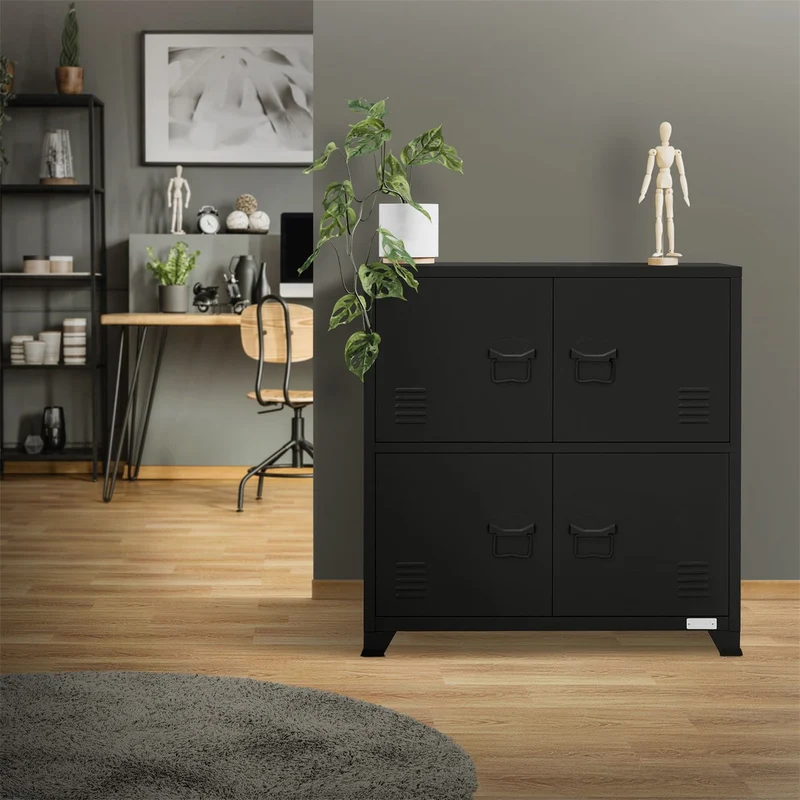 ML-Design | Aktenschrank mit zwei Ebenen Magnetverschluss 75x40x80,5 cm aus Stahl, Büroschrank