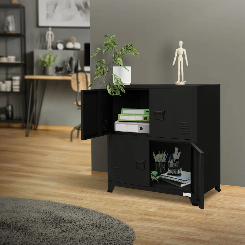 ML-Design | Aktenschrank mit zwei Ebenen Magnetverschluss 75x40x80,5 cm aus Stahl, Büroschrank