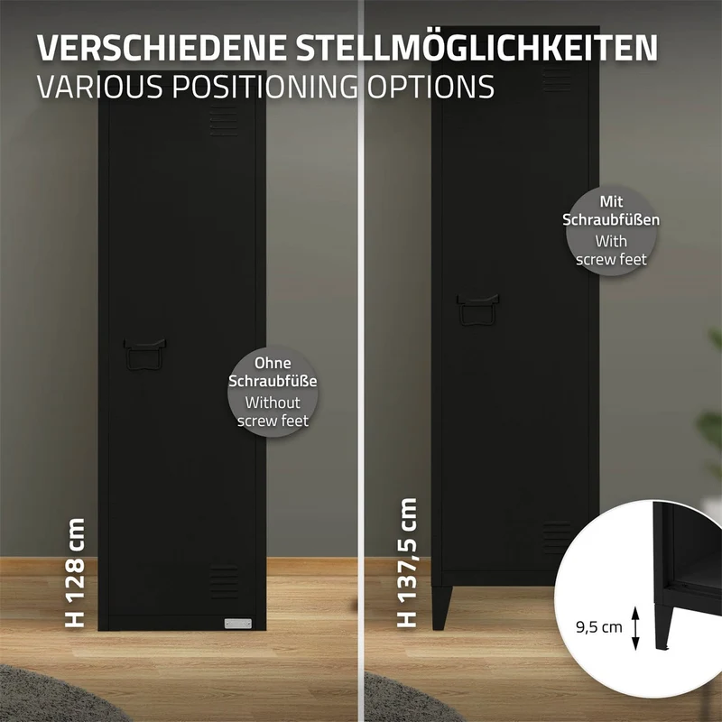 ML-Design | Aktenschrank hoch 1-türig 38x38x137,5 cm aus Stahl, Büroschrank Spindschrank
