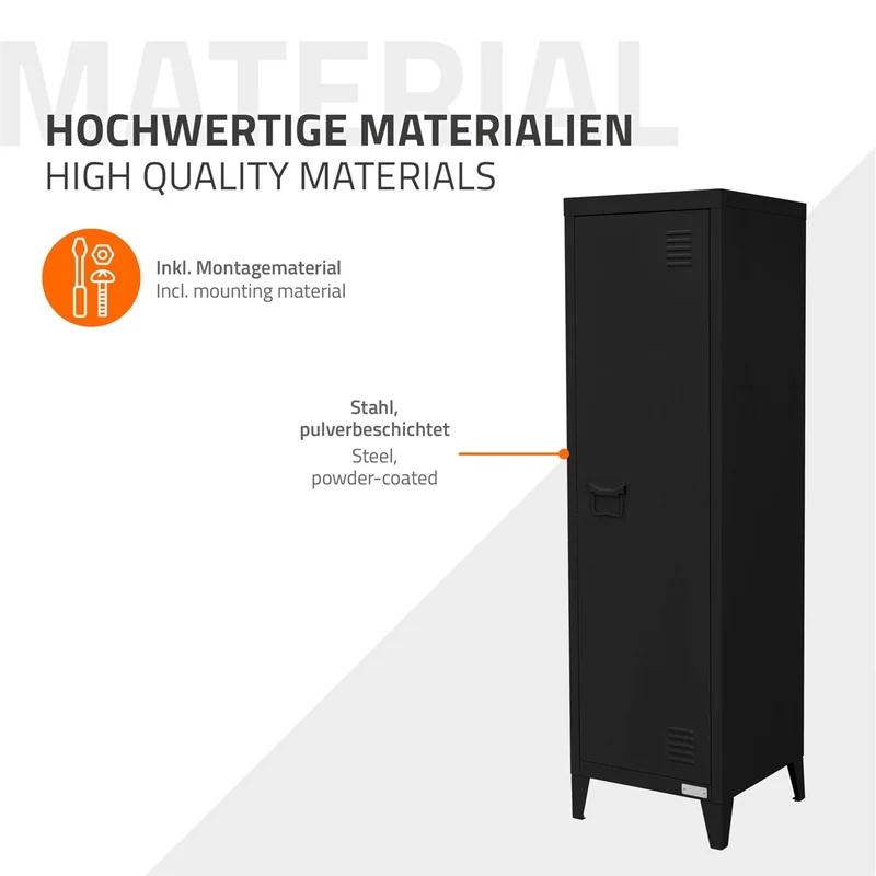 ML-Design | Aktenschrank hoch 1-türig 38x38x137,5 cm aus Stahl, Büroschrank Spindschrank