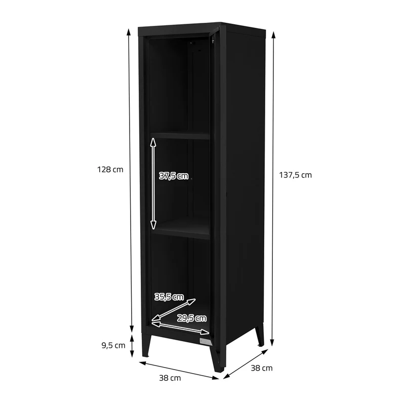 ML-Design | Aktenschrank hoch 1-türig 38x38x137,5 cm aus Stahl, Büroschrank Spindschrank