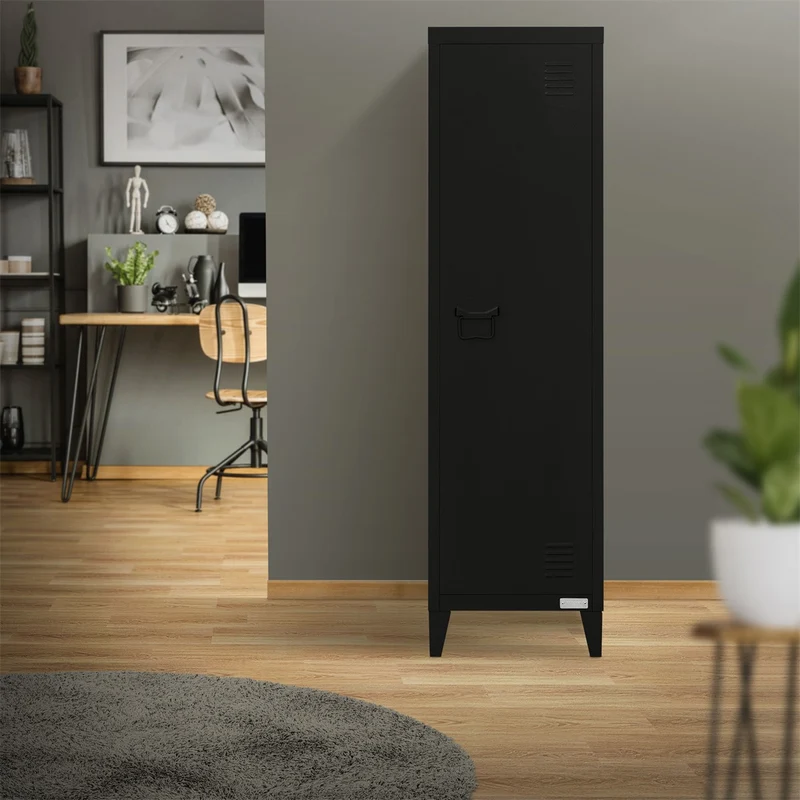 ML-Design | Aktenschrank hoch 1-türig 38x38x137,5 cm aus Stahl, Büroschrank Spindschrank
