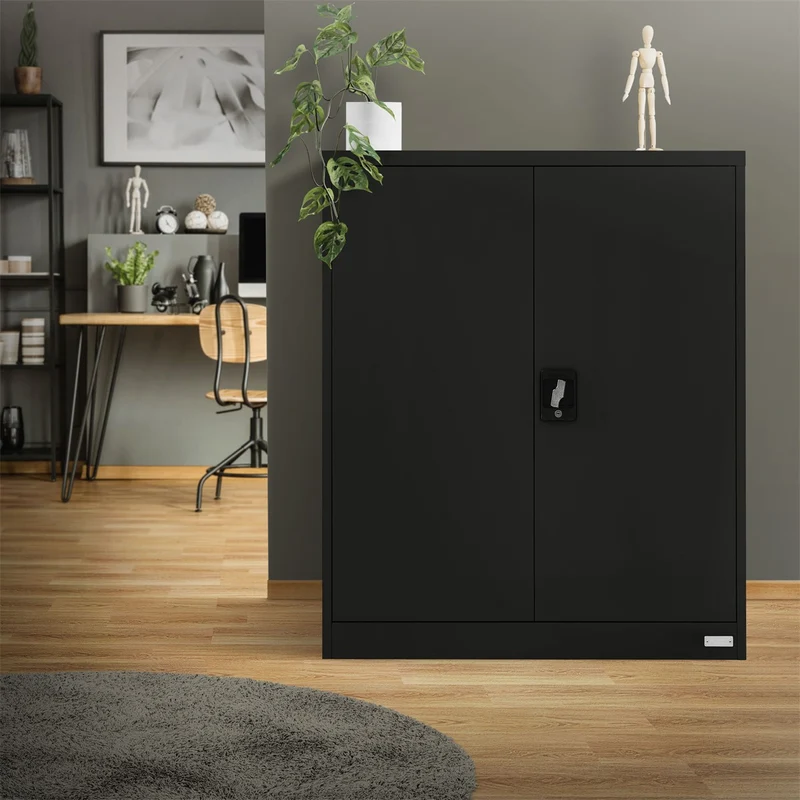 ML-Design | Aktenschrank abschließbar 90x40x109 cm aus Stahl, Büroschrank mit 2 Türen