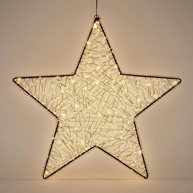 ECD Germany | LED Weihnachtsstern 56 cm Metall Warmweiß Weihnachtsdeko Leuchtstern Weihnachtsbeleuchtung Außen mit Lichterkette und Timer 500 LED