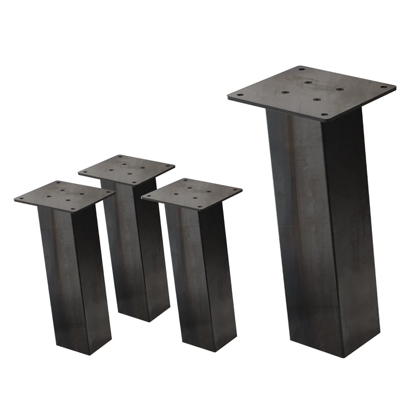 ML-Design | 4er Set Tischbeine schräg I-Design aus pulverbeschichteter Stahl, höhenverstellbare Möbelfüße