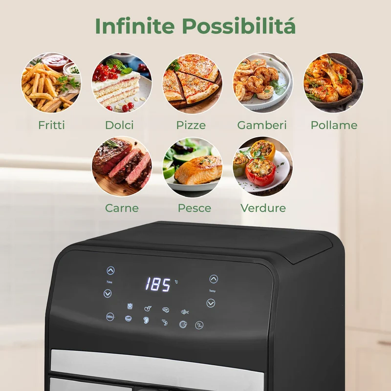Friggitrice ad Aria 6,5L Digitale XL con Display LED Touch Il Gruppone