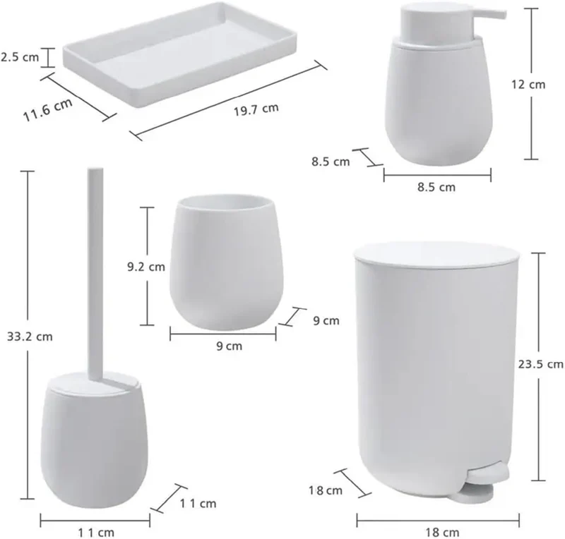 Set Accessori Bagno 6 Pezzi in ABS Il Gruppone