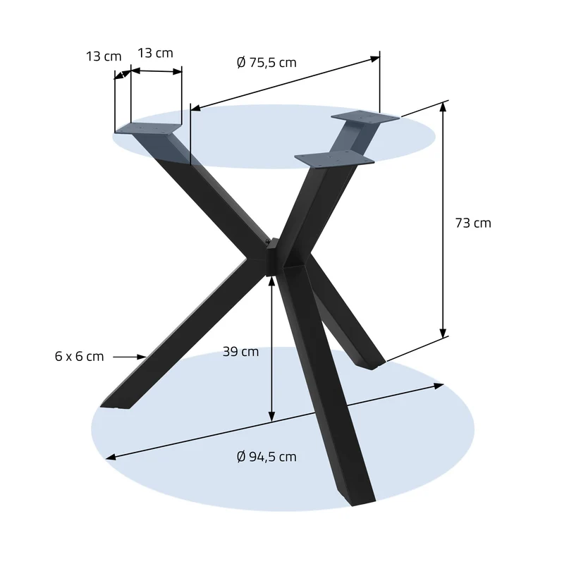 ML-DESIGN | Tischbeine Spider 3-beinig Ø 94,5 x 73 cm aus Stahl Schwarz Tischgestell Metall Tischfüße Tischkufen Tischuntergestell für DIY-Esstische