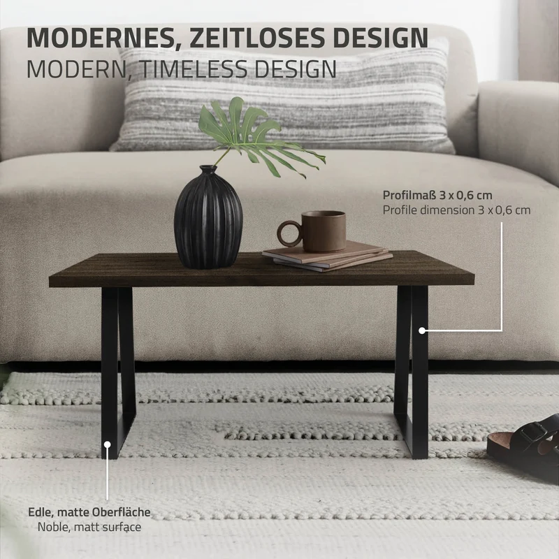 2 Stück Tischbeine Bankkufen B28,5xH40,5 cm Schwarz Tischkufen Trapez-Form Stahl pulverbeschichtet ML-Design