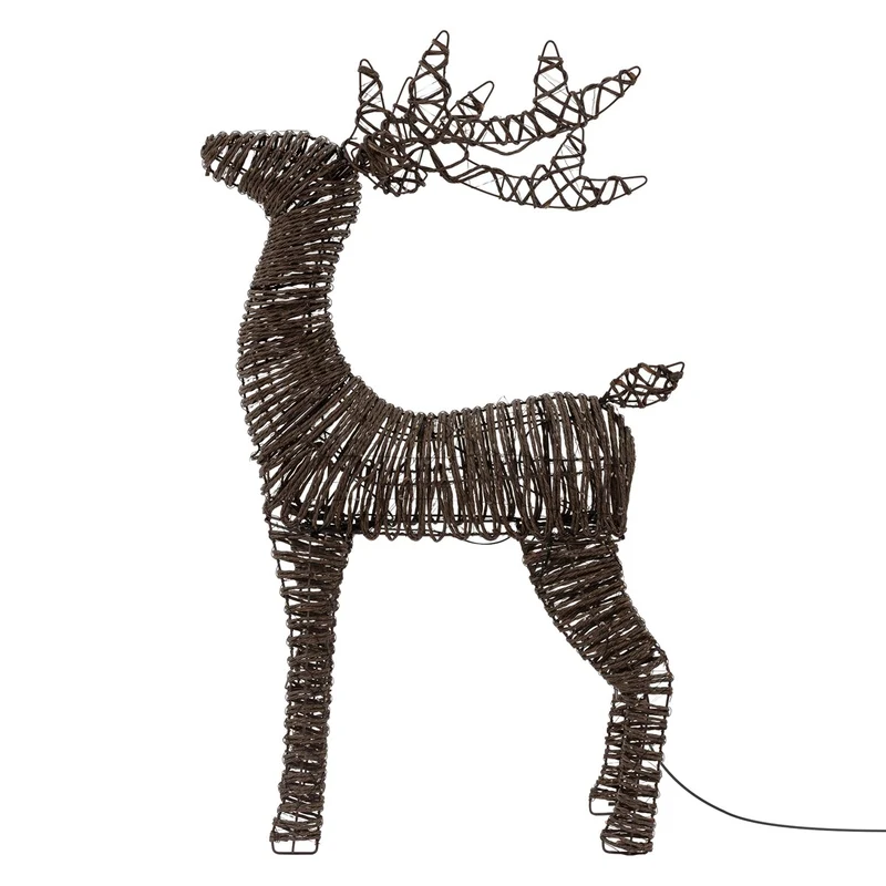 ECD GERMANY | LED Rentier Innen Außen 95 cm 600 LED Extra Warmweiß Weihnachtsdeko mit Lichterkette Weihnachtsbeleuchtung Garten Weihnachtsfigur Hirsch