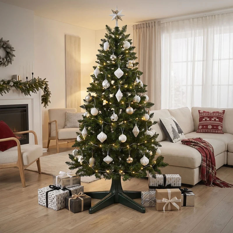 ECD GERMANY | Weihnachtsbaumständer drehbar und verstellbar, Grün, 65 cm, Elektrischer Christbaumständer, Tannenbaumständer für Bäume bis 240 cm Höhe