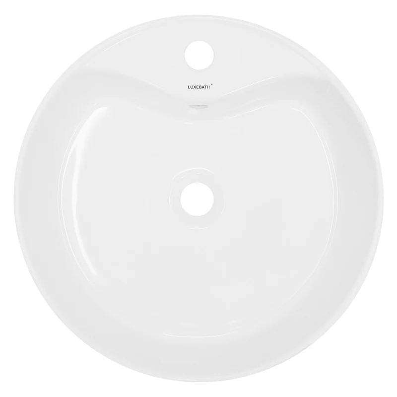 LuxeBath | Waschbecken Rund mit Überlauf Ø 460x155 mm aus Keramik Waschplatz Handwaschbecken für das Badezimmer