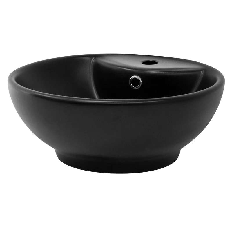 LuxeBath | Waschbecken Rund mit Überlauf Ø 455x185 mm aus Keramik Waschplatz Handwaschbecken für das Badezimmer