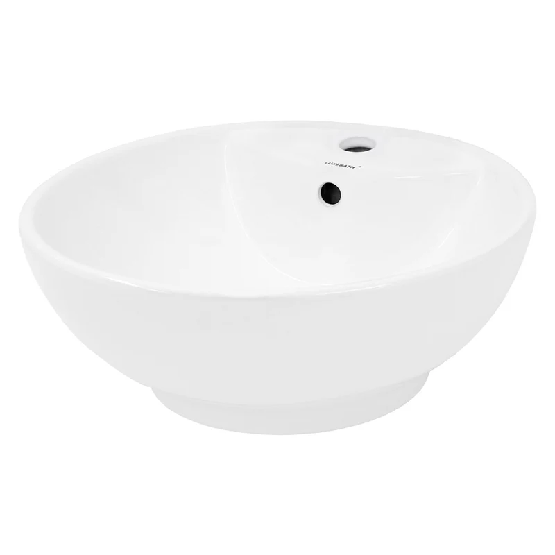 LuxeBath | Waschbecken Rund mit Überlauf Ø 455x185 mm aus Keramik Waschplatz Handwaschbecken für das Badezimmer