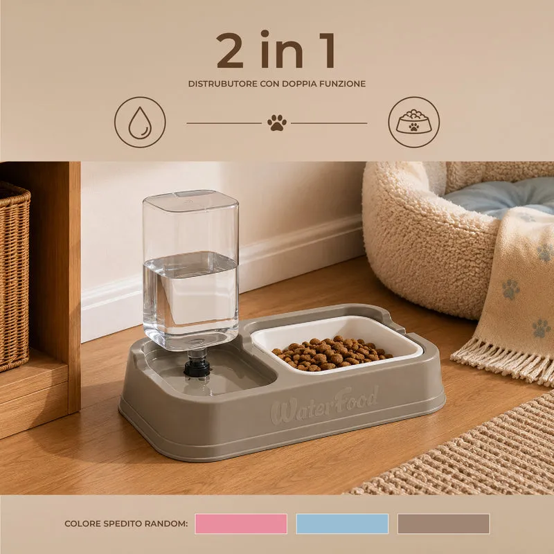 Dispenser Automatico 2 in 1 per Cani e Gatti con Abbeveratoio Il Gruppone