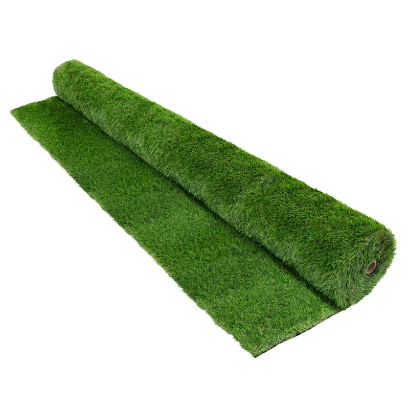 ECD Germany | Rasenteppich Kunstrasen-Rolle wetterfest, 18mm, Grün, Grasmatte Meterware, Kunstgras