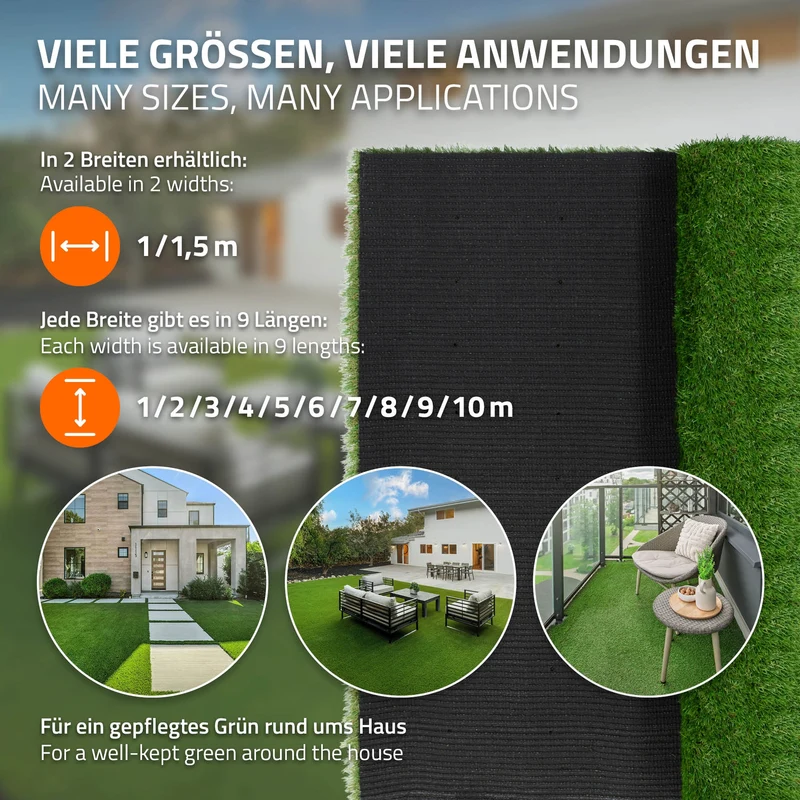 Rasenteppich Kunstrasen-Rolle 100x100 cm 1m² Grün, wetterfest, 18mm, Grasmatte Meterware, Kunstgras