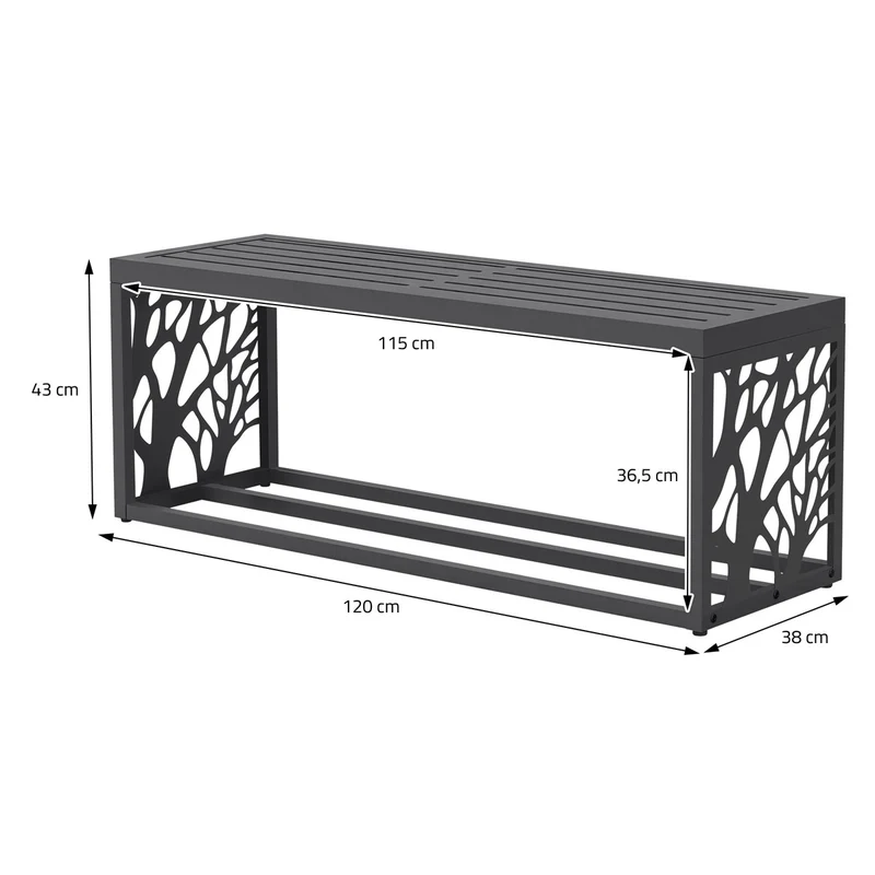ML-DESIGN | Kaminholzregal Innen/Aussen mit Sitzbank 120x38x43 cm Stahl verzinkt Anthrazit Brennholzregal Holzlager Metall Feuerholzregal wetterfest