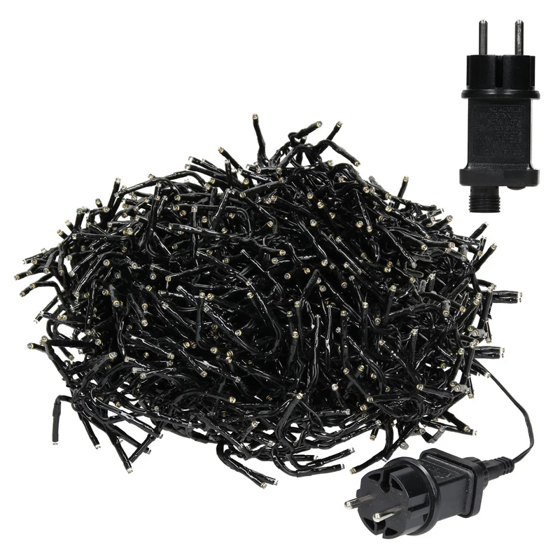ECD Germany | LED Lichterkette Außen Innen 12,4 m Warmweiß Weihnachtsbeleuchtung LED Cluster Büschellichterkette Weihnachten wetterfest 960 LED Timer