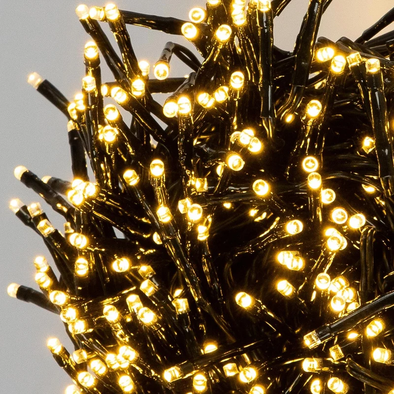 ECD Germany | LED Lichterkette Außen Innen 12,4 m Warmweiß Weihnachtsbeleuchtung LED Cluster Büschellichterkette Weihnachten wetterfest 960 LED Timer