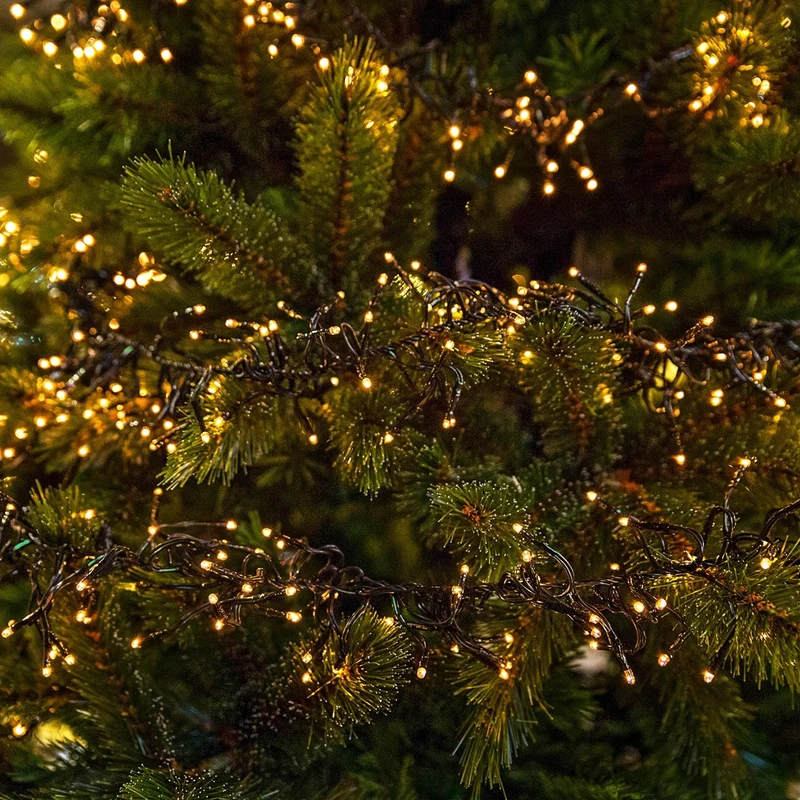 ECD Germany | LED Lichterkette Außen Innen 12,4 m Warmweiß Weihnachtsbeleuchtung LED Cluster Büschellichterkette Weihnachten wetterfest 960 LED Timer