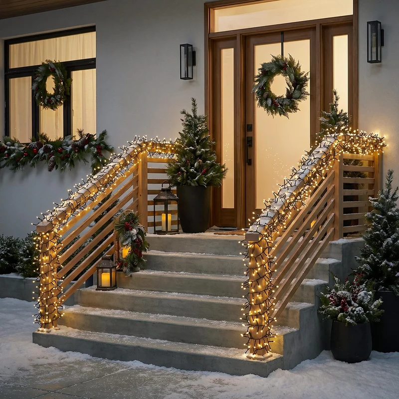 ECD Germany | LED Lichterkette Außen Innen 14,9 m Warmweiß Weihnachtsbeleuchtung LED Cluster Büschellichterkette Weihnachten wetterfest 1152 LED Timer