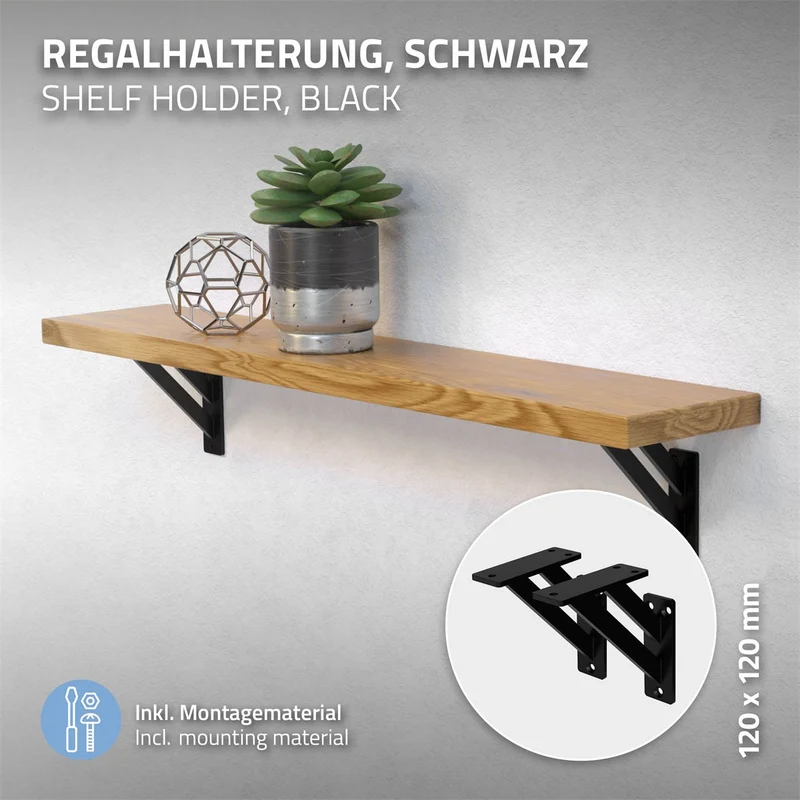ML-Design | Wandkonsole 2er Set aus Aluminium, Regalwinkel Regalhalterung