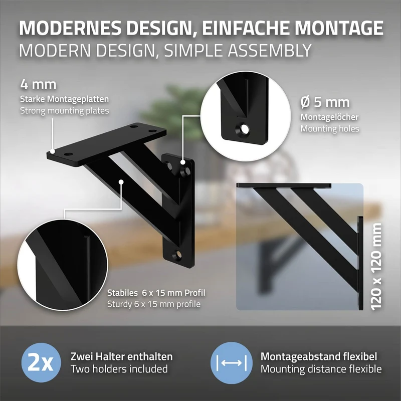 ML-Design | Wandkonsole 2er Set aus Aluminium, Regalwinkel Regalhalterung
