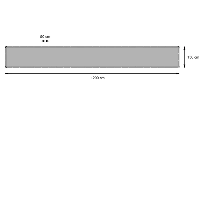 Abdeckplane Gewebeplane mit Ösen 1,5x12 m 260g/m² in Grau aus PE