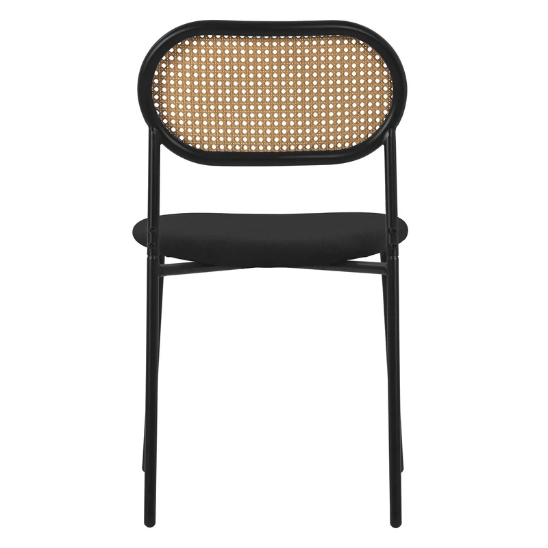 B-Ware Esszimmerstuhl 2er Set Schwarz bis 120 kg Rattan Rückenlehne ML-Design
