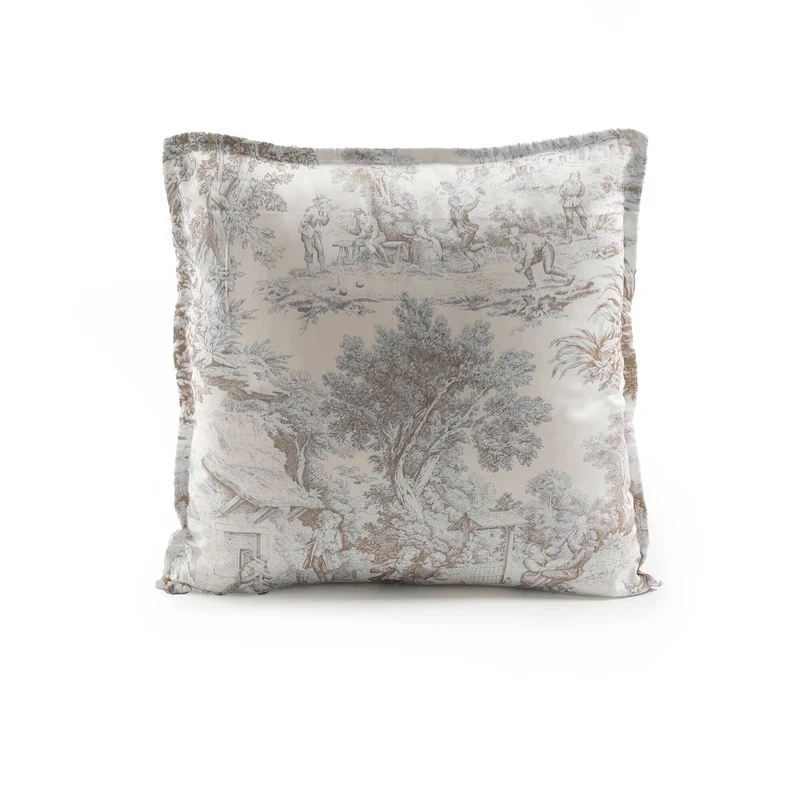 Cuscino Arredo in Percalle di Cotone Stampa Toile de Jouy - Jouy